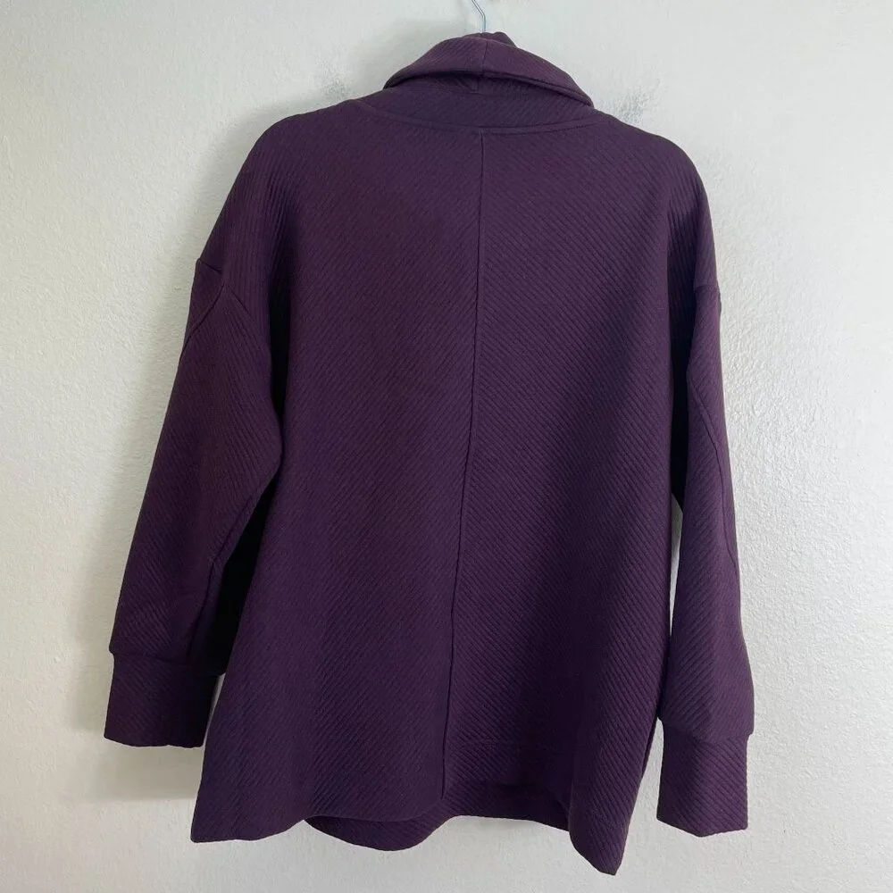 Sweaty Betty Womens 8 Purple Half Zip Ribbed Pullover Sweatshirt Sweater Pockets